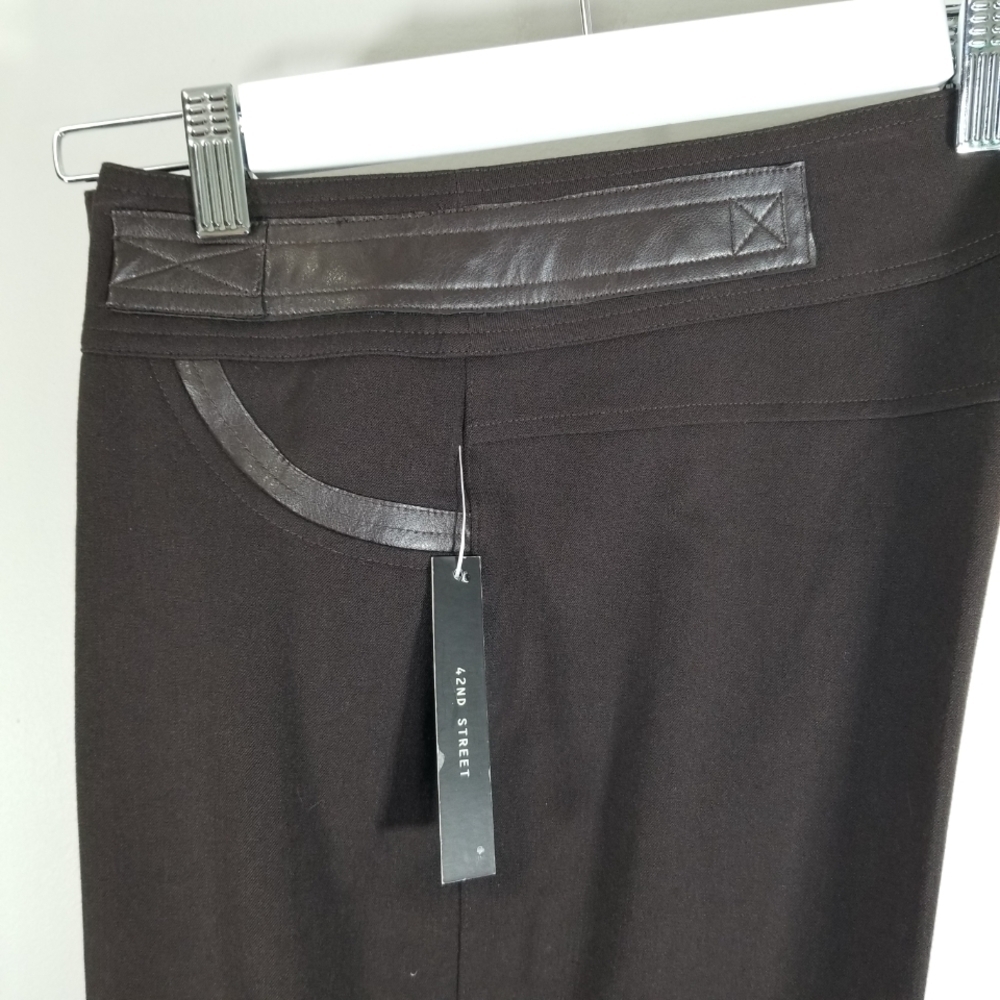 Vintage 42nd Street Brown Casual Pants With Faux Leather Accents - Picture 4 of 8